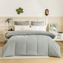 Cotton blend, Box Stitched Style, Down Alternative Comforter, 300 GSM Fill, Silver Gray, Oversized King