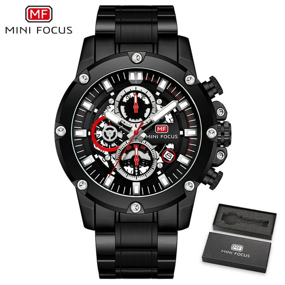 Men Watches Sports Quartz Wristwatches Blue Stainless Steel Luminous Hands Waterproof