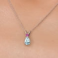 thumbnail image 3 of Gem Stone King 14K White Gold Sky Blue Aquamarine and Pink Sapphire Pendant Necklace for Women | 0.70 Cttw | Gemstone March Birthstone | Pear Shape 7X5MM | With 18 inch Chain, 3 of 6