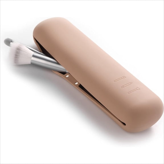 Large Travel Makeup Brush Holder, Magnetic Anti-fall Out Silicon Portable Cosmetic Face Brushes Holder, Soft and Sleek Makeup Tools Organizer for Travel (8.27 * 2.36 * 1.57)