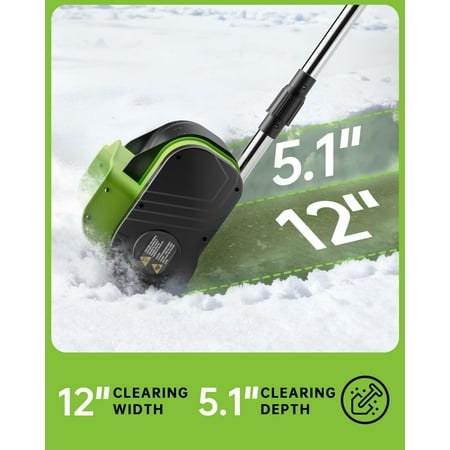 12-Inch 20V Cordless Electric Snow Shovel - 16ft Throwing Distance, Battery Snow Blower for Driveway, Sidewalk, Walkway, Deck & Patio (20V 4Ah Battery & Quick Charger Included)