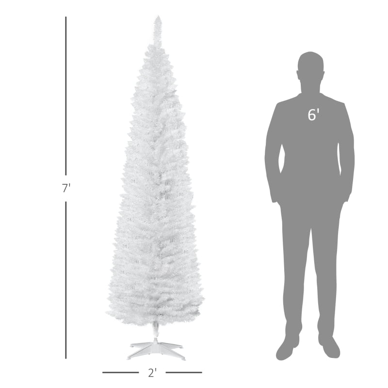 Alvantor Christmas Tree Unlit Pencil with 499 Tips, Slim Holiday Decor 21.75"x21.75"x84" 7ft White