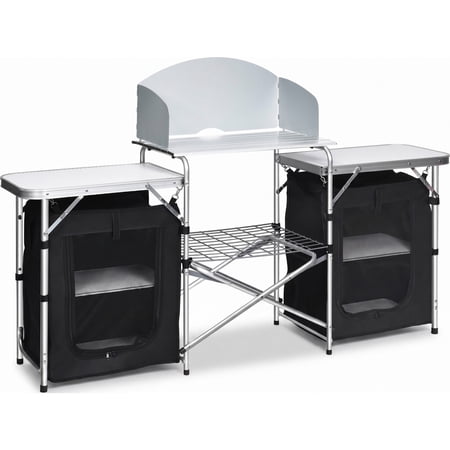 Biotree Folding Camping Table with Storage Organizer Black