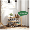 Stackable Plate Rack 3-Tier Shoe Rack for Entryway, Bamboo Wood Shoe Rack, Free Standing ...