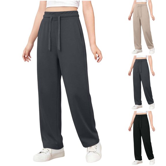 Piuwrlz 7-8 Years Girls Boys Wide Leg Sweatpants Kids Pants Jogger Pant Dark Gray Size 7-8 Years