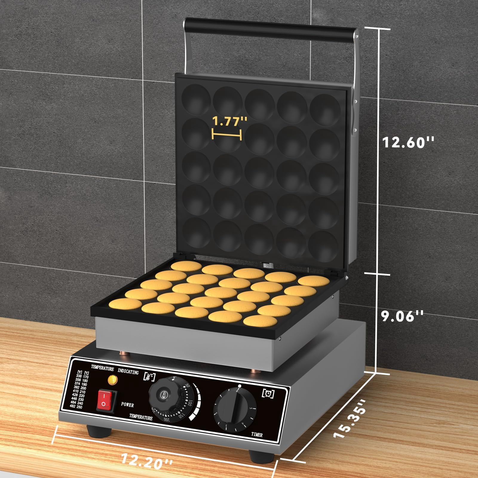25 PCS Mini Waffle Maker Machine,1750W Stainless Steel Electric Nonstick Pancake Maker Machine, for Home and Restaurants