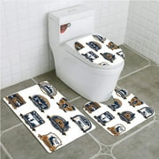 GOHAO Hunting Shield Icons Set Hunt Sports Club Emblems and Labels 3 Piece Bathroom Rugs Set Bath Rug Contour Mat and Toilet Lid Cover