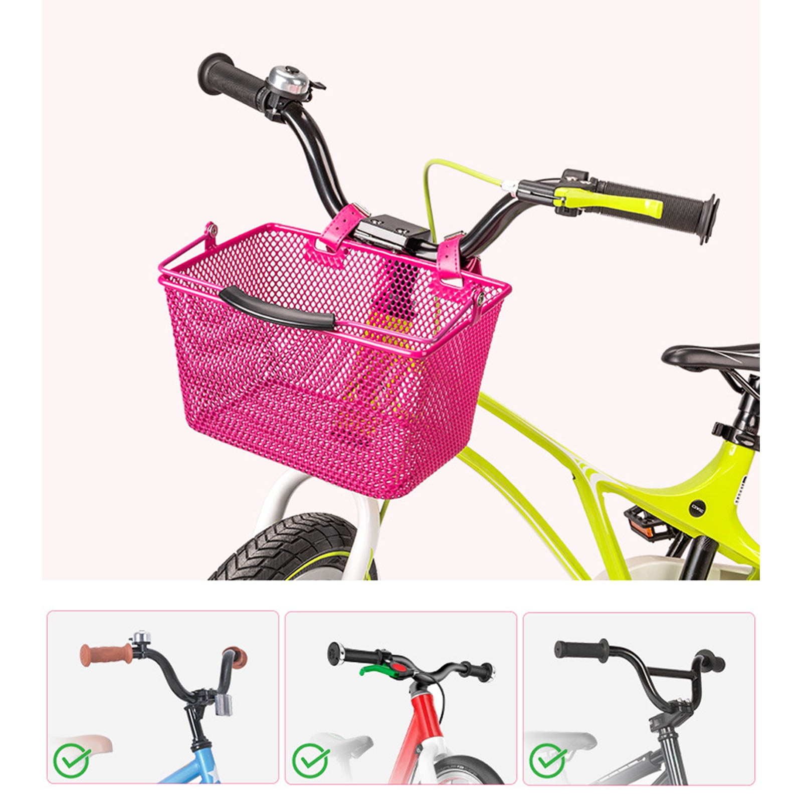 Durability Irons Child Bike Basket Convenient Storage Bike Front Basket Family Outings Accessory
