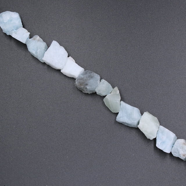 Xiao Hua 1 pieza de piedra natural cruda con perforaciones irregulares, pulsera de cuentas sueltas de piedra natural azul claro, accesorios de collar