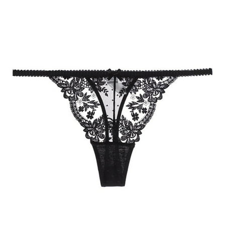 FIOSARIAN Seductive Lace Thong Panties for Women Black Pure Underwear Sexy Lingerie for Women plus Sexy New Years Lingerie New Years Eve Lingerie for Women Satin Underwear for Women Full Coverage