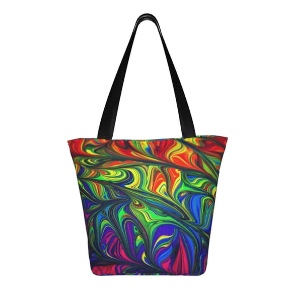 Ratiio Pride Rainbow Print Shoulder Bag for Women, Polyester Crossbody Purse Lightweight Handbag for Daily Travel and Casual Use