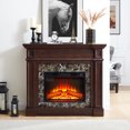 thumbnail image 2 of Miekor Electric Fireplace with Mantel, Fireplace Mantel, Fireplace Heater Freestanding, Realistic Stacked Stone Surround with Remote Control Timer LED Flame, Cherry, 45.66"W*11.8"D*40"H 0032, 2 of 15