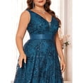 thumbnail image 4 of Plus Size Formal Dresses for Women with Embroidery Sequin and V-Neck, A-Line Maxi Dress for Wedding and Cocktail, 4 of 6