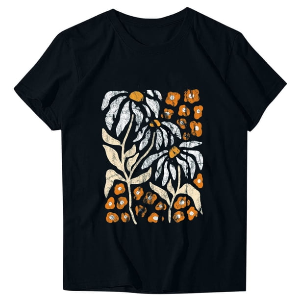 Camiseta de Manga Corta de Cuello Redondo Impresa para Mujeres, Primavera Y Verano Casual
