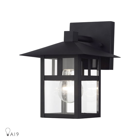 21322-14 Livex Lighting Crestlake - 1 Light Medium Outdoor Wall Lantern-9.5 Inches Tall and 7 Inches Wide-Textured Black Finish
