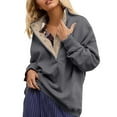 thumbnail image 4 of Gray Long Sleeve Shirts for Women Sweatshirt for Women Oversized Casual Long Sleeve Button Neck Pullover Tops Fashion Outfits Clothes Fashion Clothing, 4 of 6