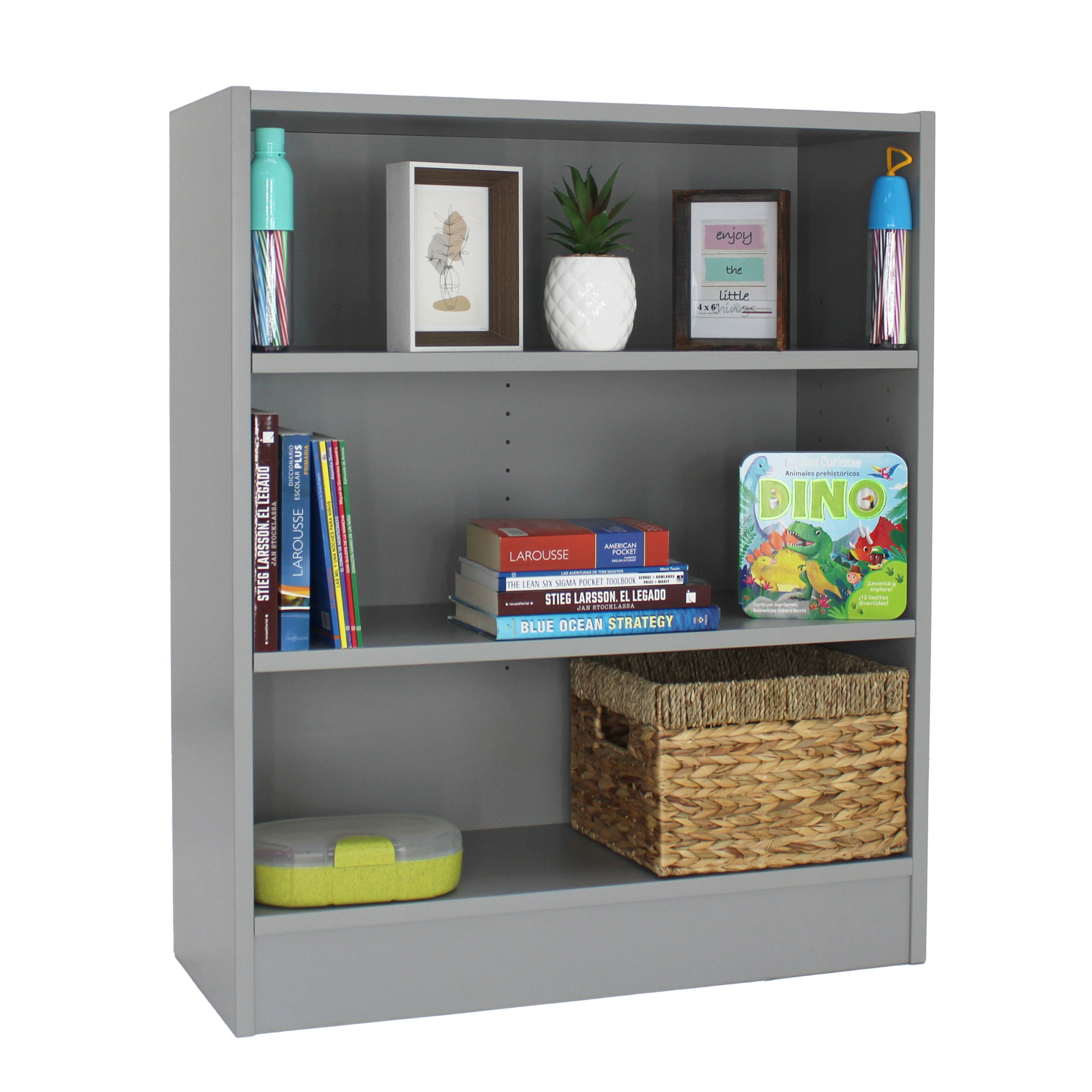 Factory Direct Partners All Ages Laminate Bookcase 3-Shelf 36" Height - Gray
