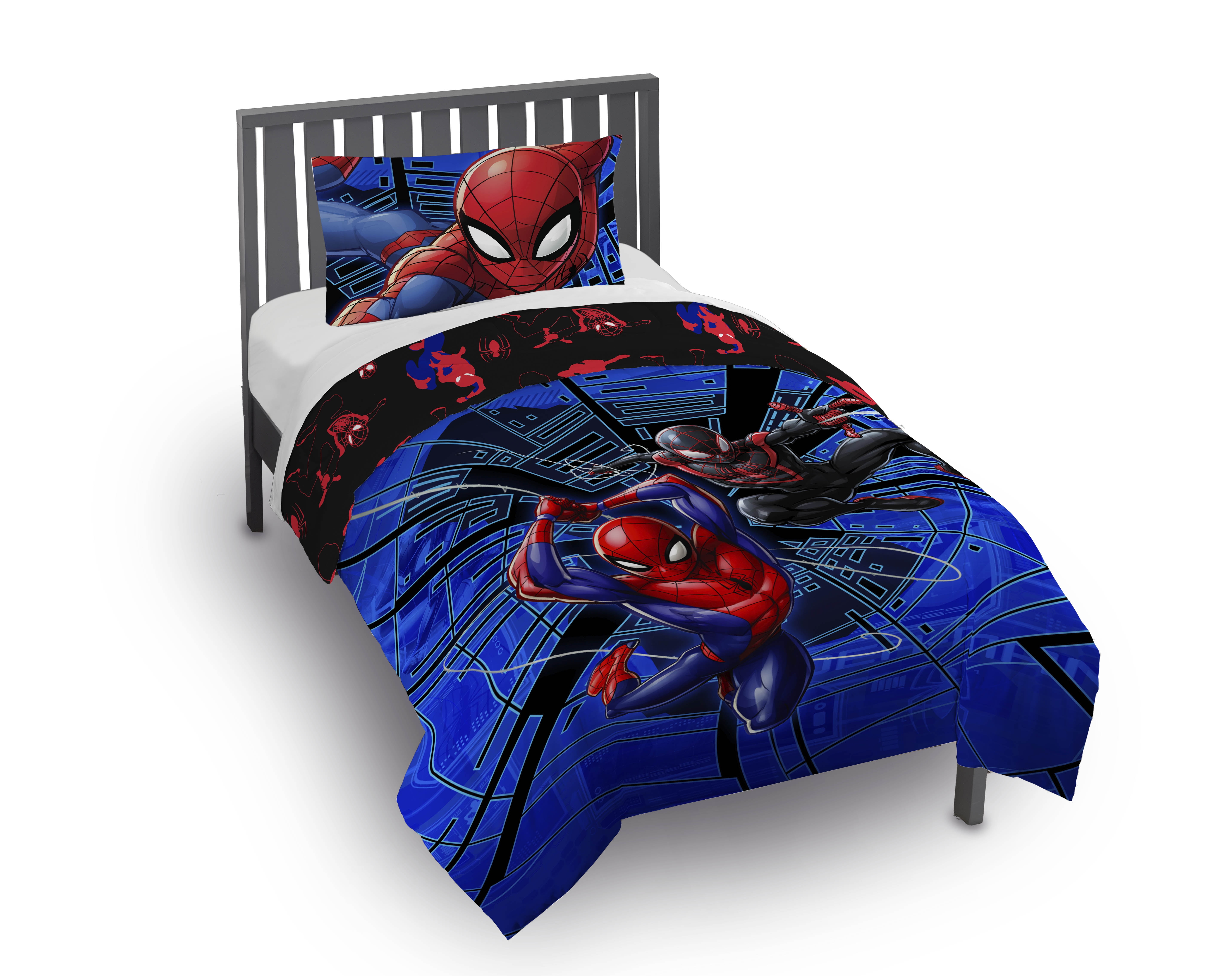 Spider-Man, Comforter Set, Full, Burst 5-Piece, Blue - Walmart.com