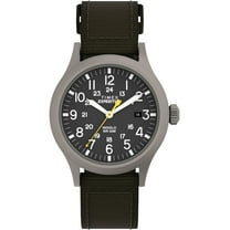 Timex Men's Expedition Scout 40mm Watch – Black Dial Gray Case & Green Fabric Strap