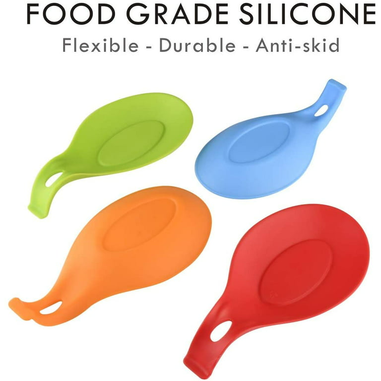 Kitchen Silicone Spoon Rest ,Spoon Holder, Flexible Almond-Shaped Silicone  Kitchen Spoon Holder, Cooking Utensil Rest Ladle Spoon Holder