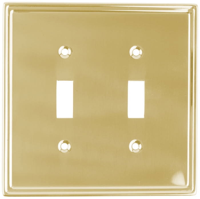 (5 Pack) Double Switch Wall Plate In Polished Solid Brasss
