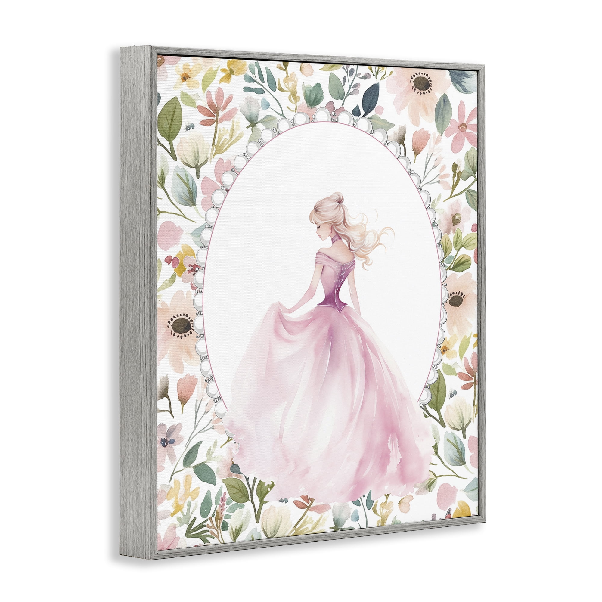 Stupell Industries Graceful Princess Love Gray Framed Giclee Art, design by Christine Simpson Art