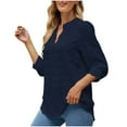 thumbnail image 2 of Njoeus Plus Size Tops for Women, Women Slit V-neck Casual Shirts Loose 3/4 Sleeve Chiffon Blouse Office Work T-Shirt, 2 of 9