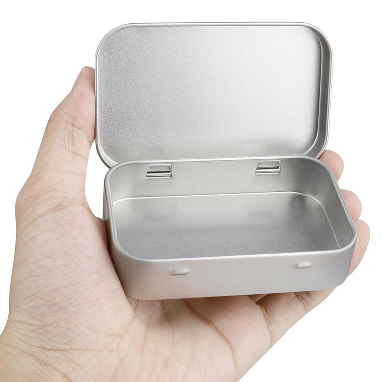 Elesunory 6Pcs Metal Rectangular Tin Metal Hinged Lid, Mini Portable Small  Storage Container Tin Box, Metal Box with Hinged Lid for Home or Outdoor