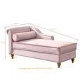 thumbnail image 3 of Velvet Chaise Lounges Hidden Storage Lounges Chair with Round Pillow Pink, 3 of 5