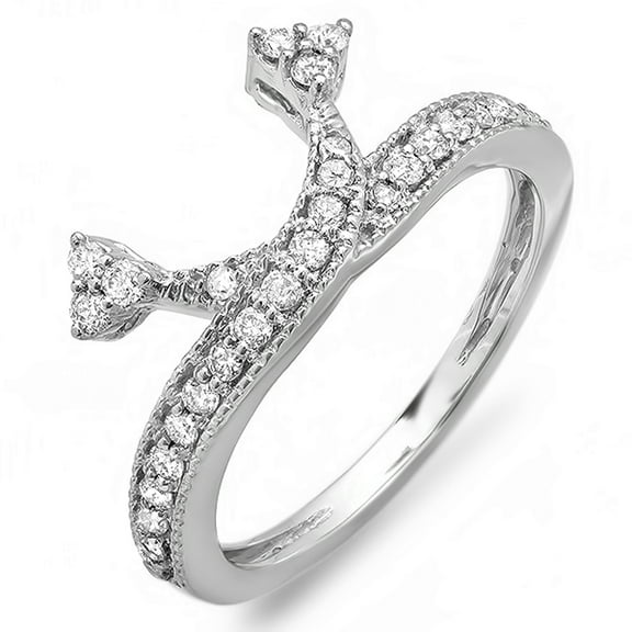 0.50 Carat (ctw) 14k White Gold Round Diamond Ladies Anniversary Wedding Band Enhancer Guard Ring 1/2 CT