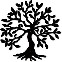 Tree of Life Metal Wall Art Decor Rustic Sign Black Wall Sculptures Decorative Hanging Ornament Iron for DIY Home Living Room Kitchen Bathroom Bedroom Housewarming Office 12 x 12 Inch