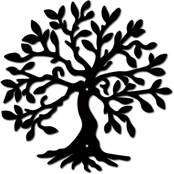 Tree of Life Metal Wall Art Decor Rustic Sign Black Wall Sculptures Decorative Hanging Ornament Iron for DIY Home Living Room Kitchen Bathroom Bedroom Housewarming Office 12 x 12 Inch