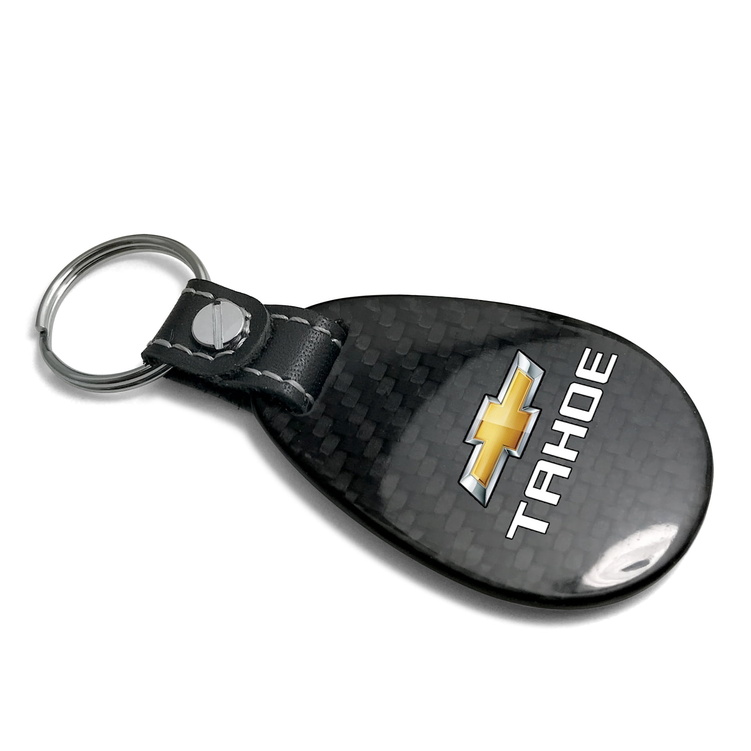 iPick Image for Chevrolet Tahoe Black Real Carbon Fiber Large Tear-Drop Key Chain, Official Licensed