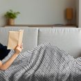 thumbnail image 3 of Abstract Soft Flannel Fleece Blanket, Monochrome Classic Curved Line Bands with Diagonal Swirls Optic Effects Graphic, Cozy Plush for Indoor and Outdoor Use, 70" x 90", Black White, by Ambesonne, 3 of 5