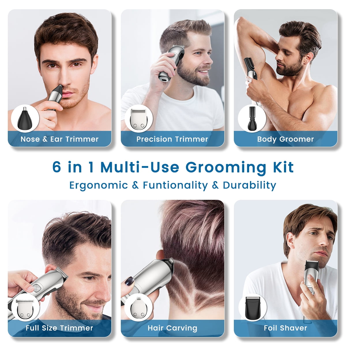 Mens Hair Clipper, 16 in 1 Hair Grooming Kit IPX7 Waterproof Beard