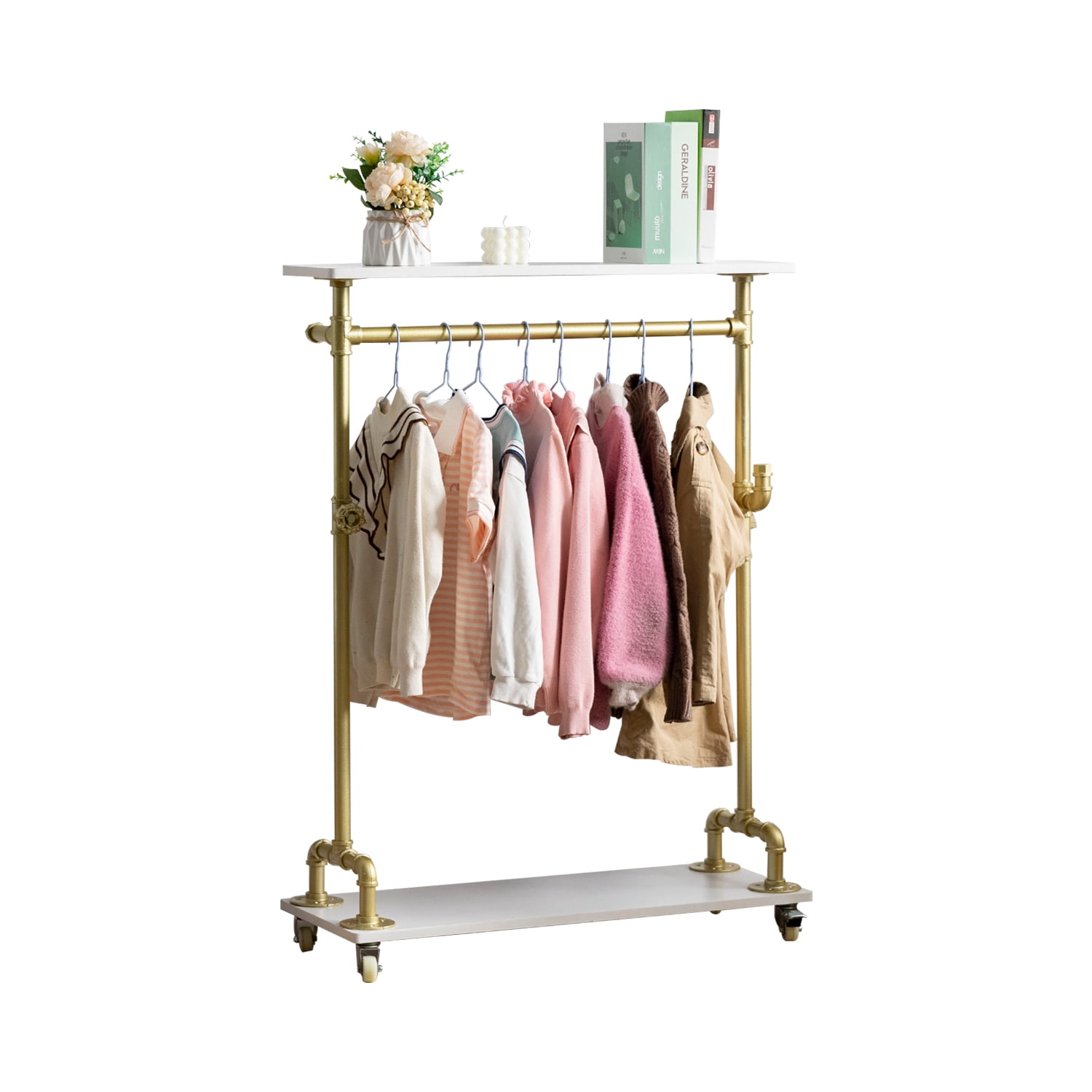 Industrial Child Garment Rack, Kids Clothing Rack with Storage Shelf