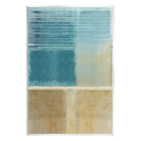 Stupell Industries Blue & Tan Painting Abstract Painting Unframed Art Print Wall Art, 10 x 15