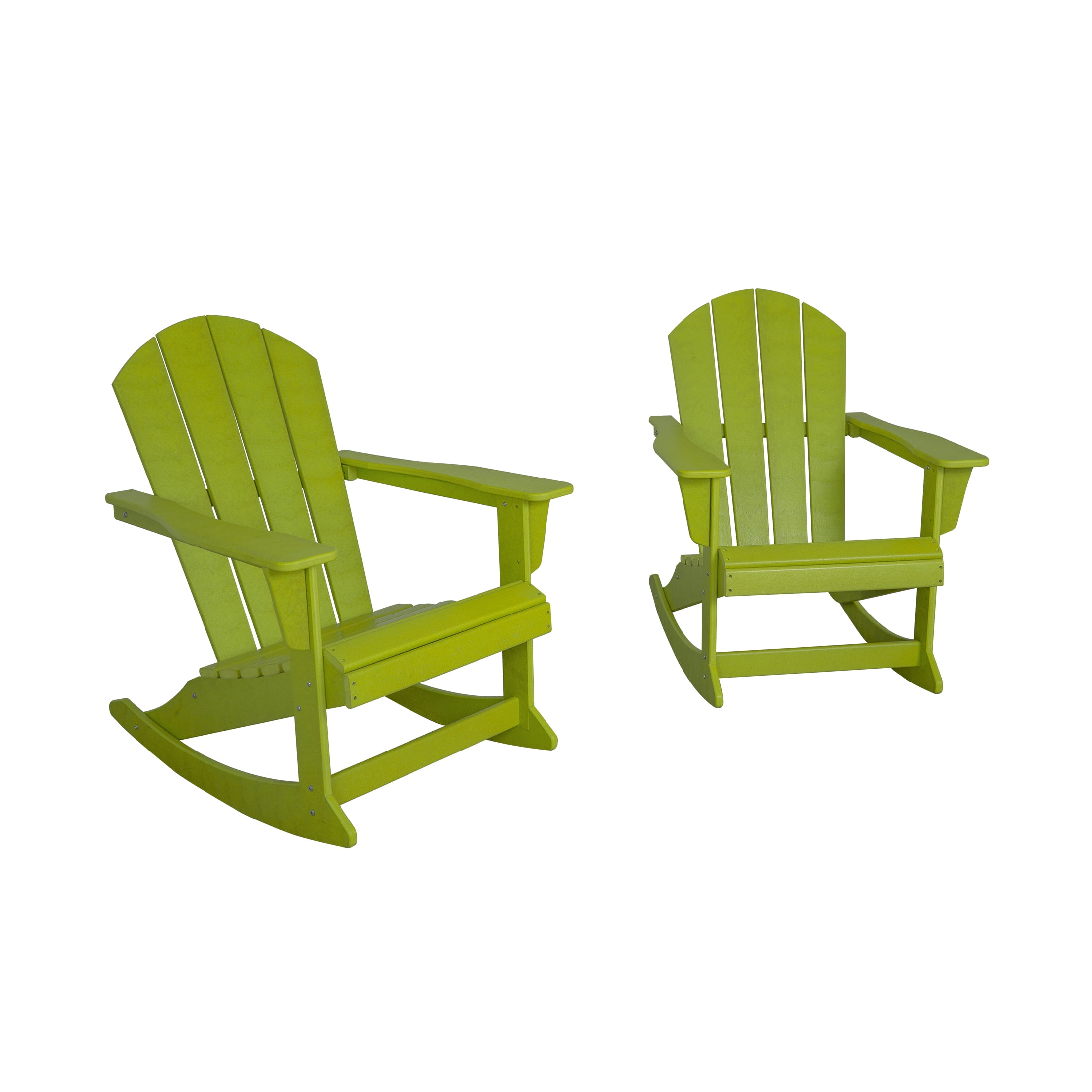 GARDEN Set of 2 - Plastic Outdoor Rocking Chairs for Patio Porch, Lime