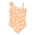 thumbnail image 6 of Serdomi Little Girls Orange Seashell Print One-Piece Swimsuit Asymmetrical Ruffle Bathing Suit Size 10, 6 of 7
