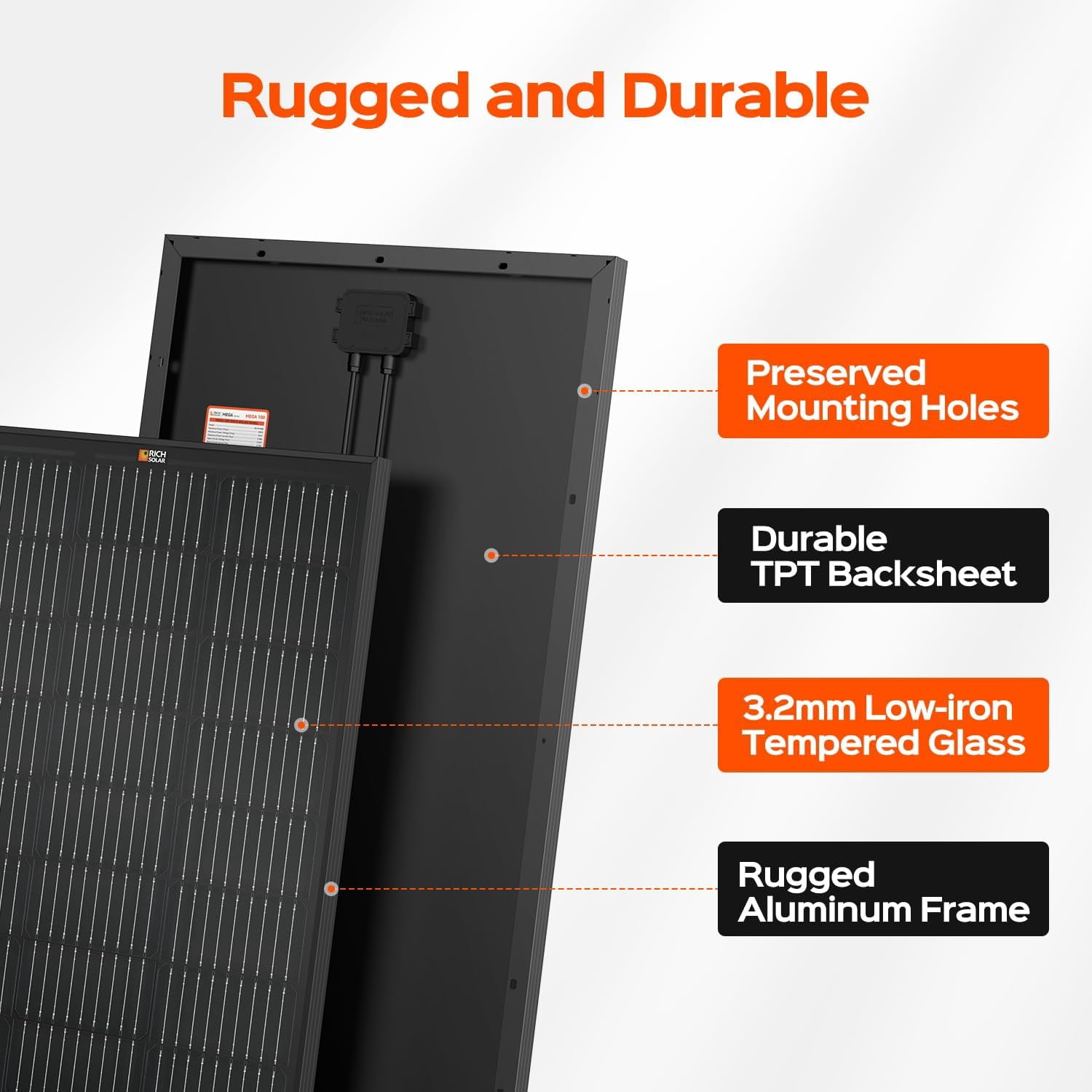 RICH SOLAR Premium 2 Pack of 100 Watt 12  Monocrystalline Solar Panel All Black