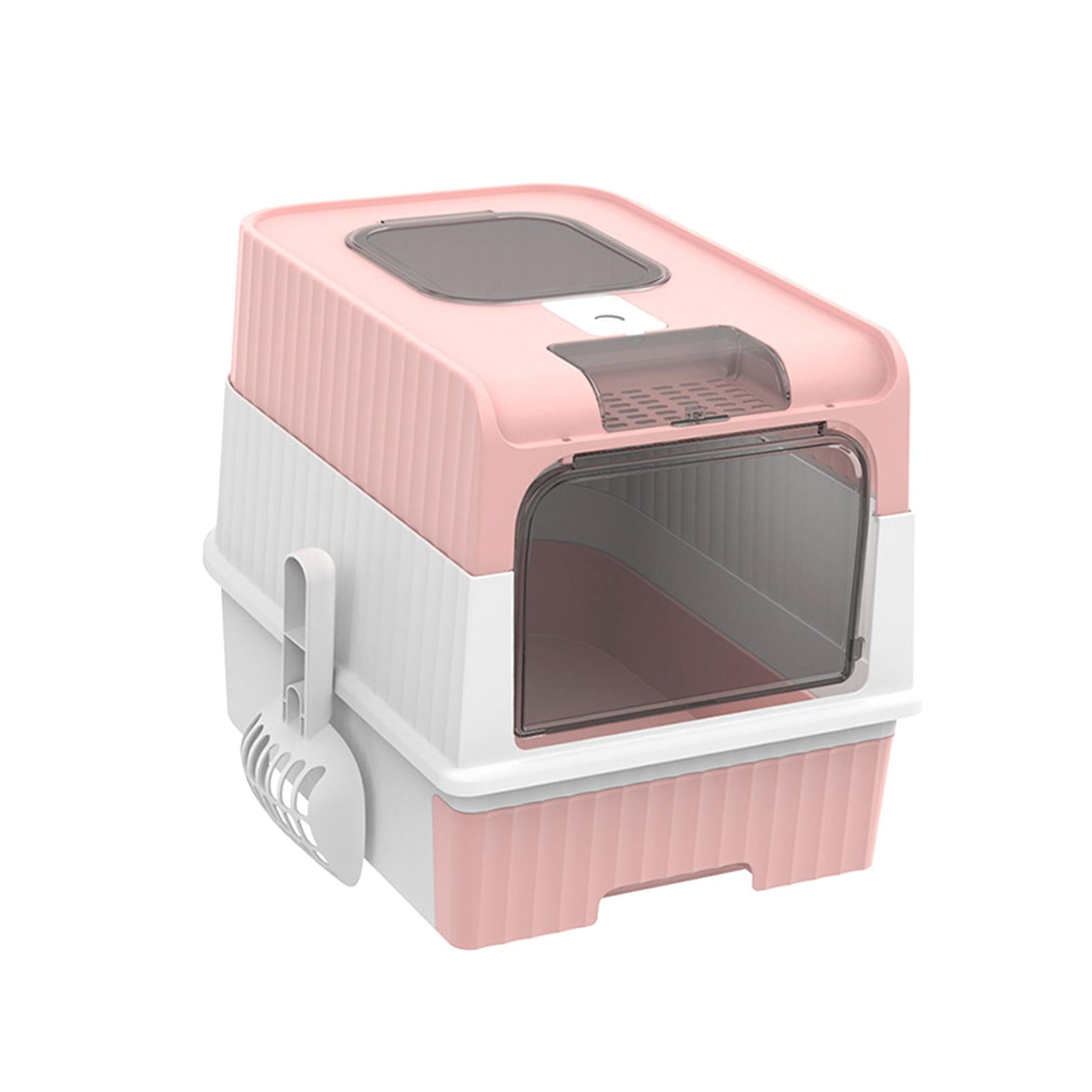 Bvdfgk Hooded Cat Litter Boxes with Fully Enclosed Easy to Clean Cats Litter Tray Large pink