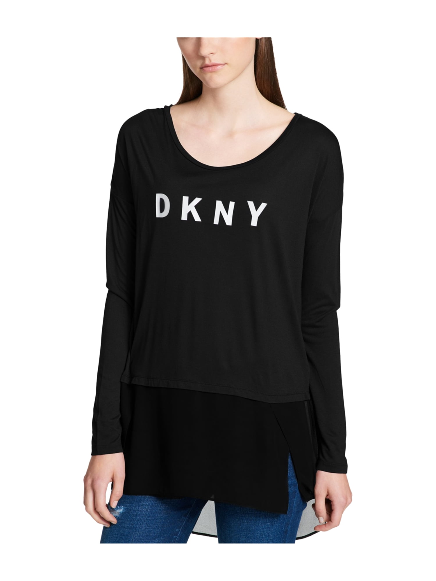 DKNY - DKNY Womens Mixed Media Hi-Lo Graphic T-Shirt - Walmart.com ...