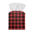 thumbnail image 2 of POLERO PU Leather Square Tissue Box Cover - Red Buffalo Plaid Tissue Cube Box Holder with Metal Button Bottom, Decorative Organizer for Vanity Toilet Night Stand Table Office Car, 2 of 7