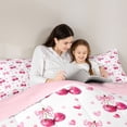 thumbnail image 4 of Erosebridal Bowknot Cherry Kids Bedding Comforter Set 7pcs, Love Heart King Bedding Sets, Pink Reversible, 4 of 7