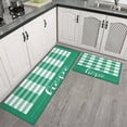 thumbnail image 3 of Green Plaid Rugs and Mats Non Skid Washable Absorbent Microfiber Soft Kitchen Mat for Floor Set Of 2 Decor Stain Resistant 17"x47"+17"x30", 3 of 7