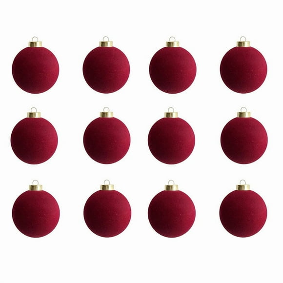 Bolas de terciopelo flocadas para decoración navideña, adornos de bolas de terciopelo de 8,25 cm para árbol de Navidad, baby shower, primera Navidad de niña, decoración colgante para fiesta de cumplea
