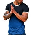 thumbnail image 1 of BOBOGOJP T-Shirt Léger à Manches Courtes pour Hommes, Col Rond (Bleu, m), 1 of 4