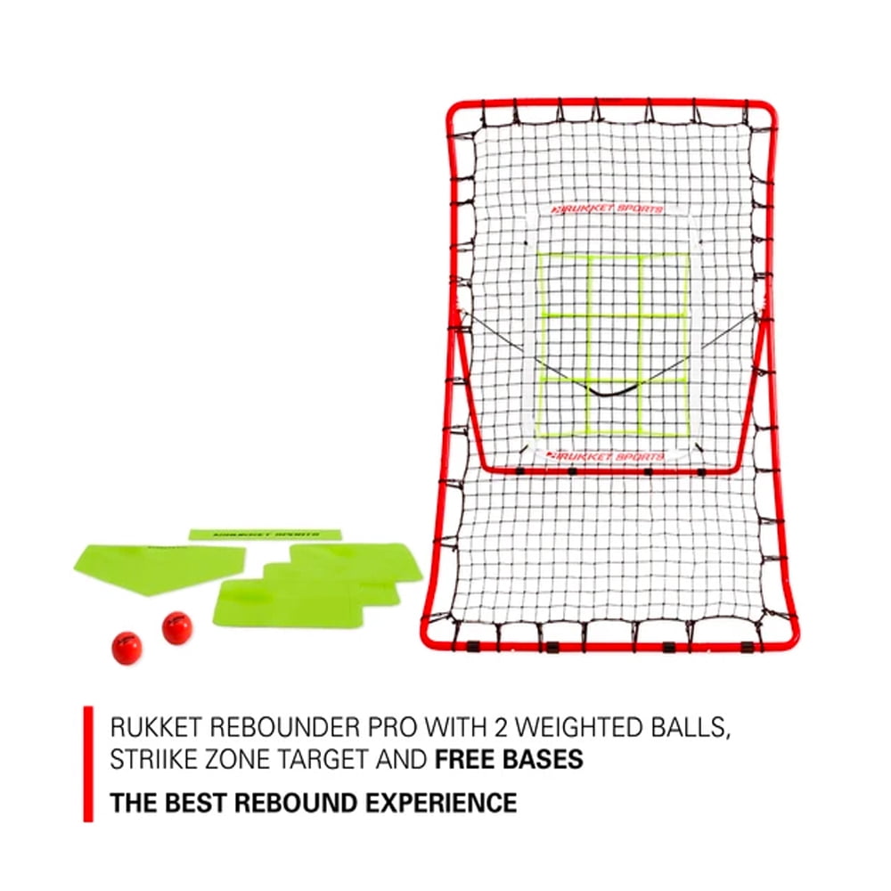 Rukket Sports Pitch Back Baseball/Softball Rebounder Pro w/ Weighted Balls