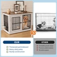 thumbnail image 6 of Sturdy Wooden Dog Crate Furniture – 40 Inch Indoor Kennel Cage with Removable Bowls, Adjustable Feet, Decorative Side Table – Ideal for Medium/Large Dogs – Color: White + Vintage (For Kangjie only), 6 of 9