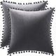 thumbnail image 1 of Fundas de almohada de 16x16 pulgadas/40x40 cm, paquete de 2 fundas de almohada decorativas cuadradas de terciopelo con pompones suaves y acogedores para decoración del hogar de, 1 of 5